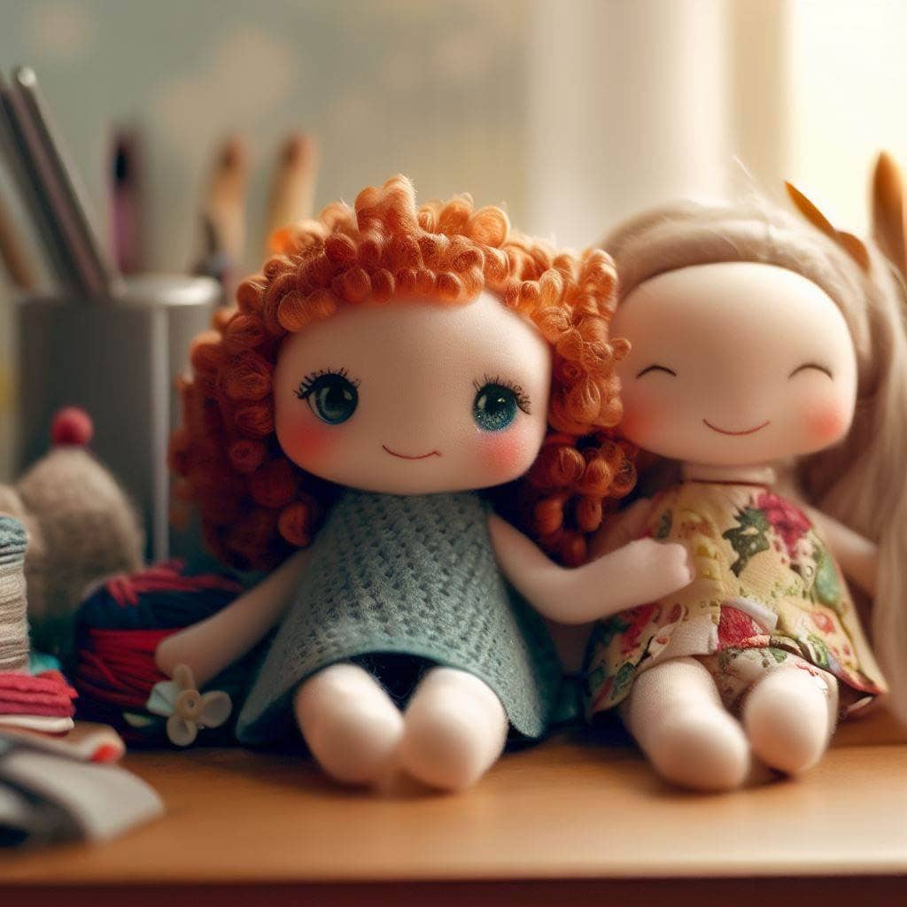 Mini me doll friends made with cloth and fabric