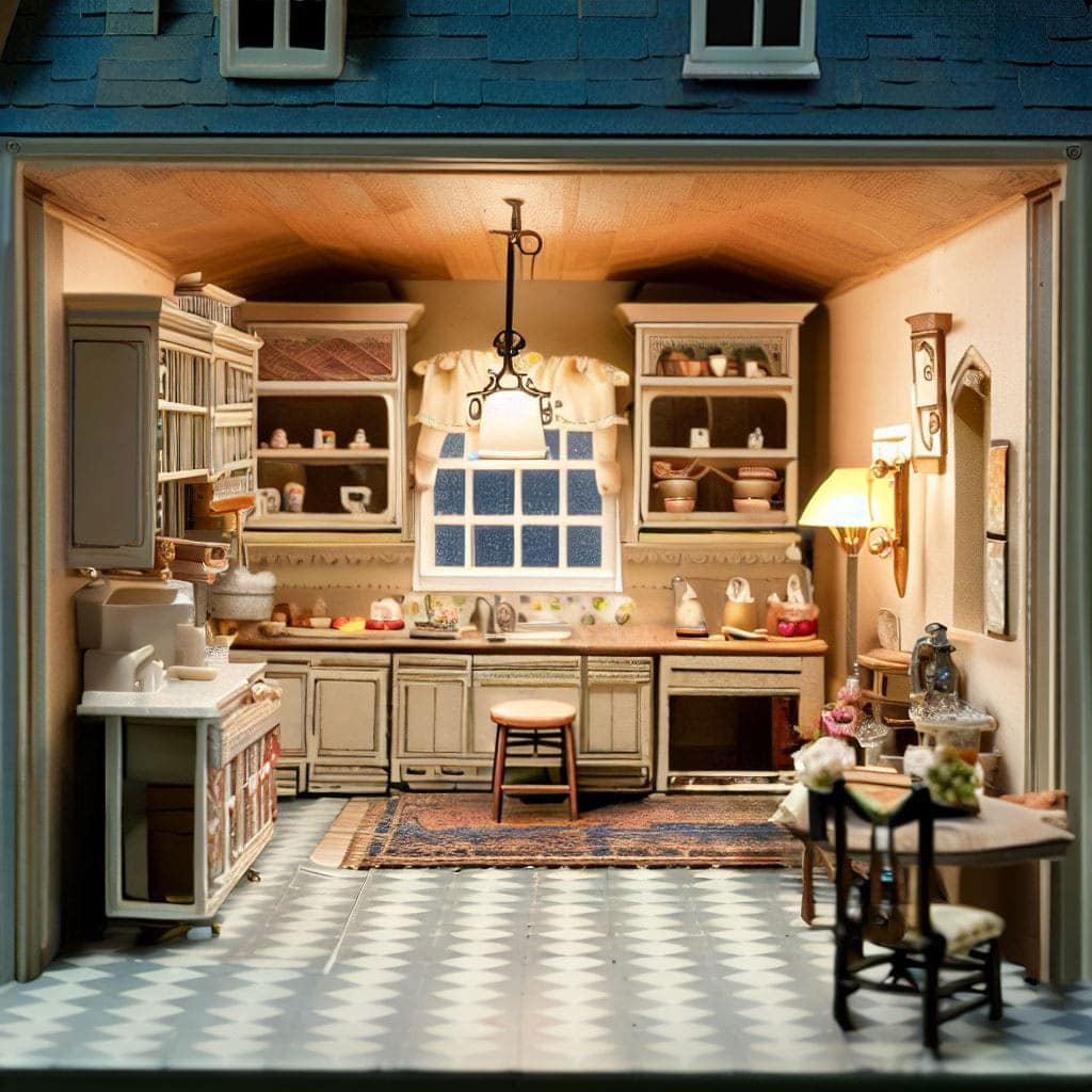 Cottage kitchen dollhouse Cottage kitchen design for a dollhouse