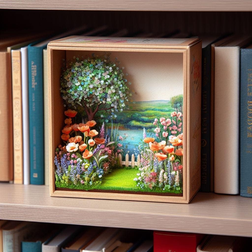 Field of flowers box diorama Diorama with flowery scenery