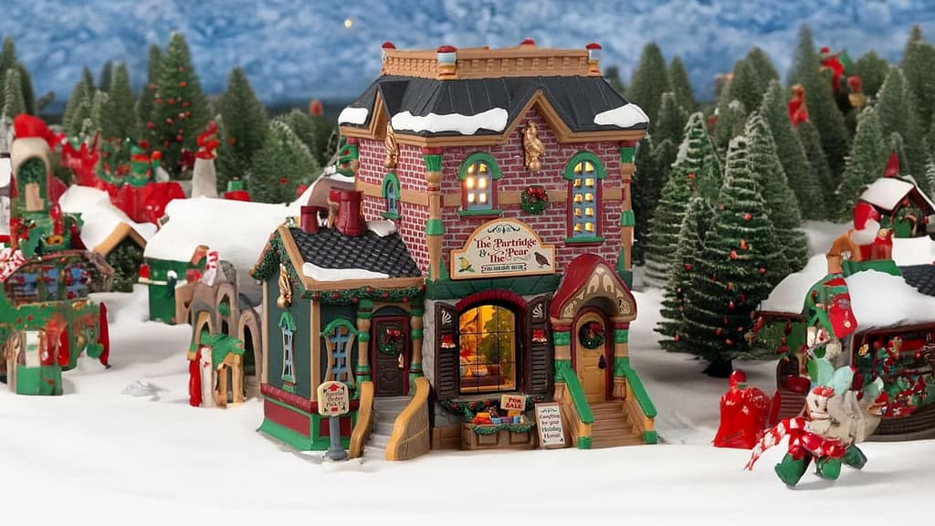 Holiday shop in Christmas village by Lemax