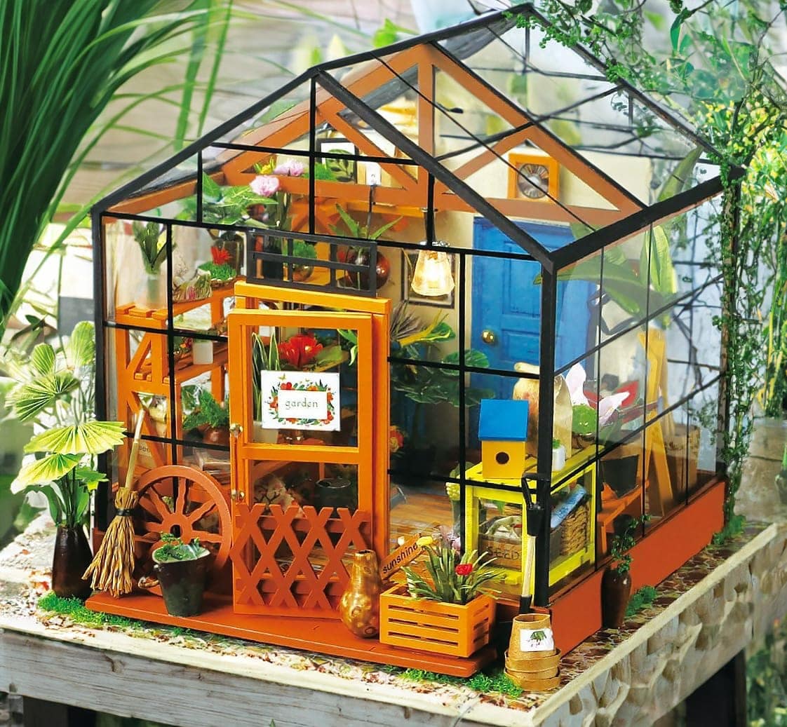 cathys flower house in garden Cathys flower house, a miniature greenhouse building kit