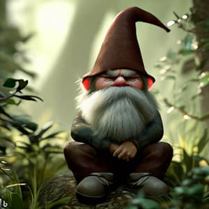 Grumpy gnome in a forest Grumpy gnome sitting in a forest
