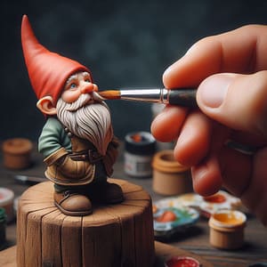 Gnome beard painting highlights Highlighting the superficial surfaces of a gnome beard with a paint brush