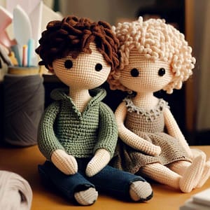 Cute crochet doll couple Two mini me dolls made with amigurumi