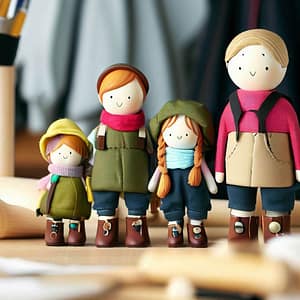 Wooden peg hiking family Family of wooden peg dolls in hiking outfits