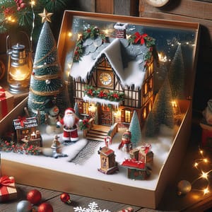 Christmas cottage shoebox diorama Diorama of a Christmas cottage in a cardboard box