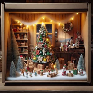 Christmas room shoebox diorama Shoebox diorama of a Christmas room