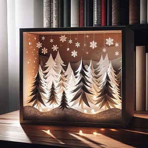 Winter pine forest Shadow box with pine forest in winter