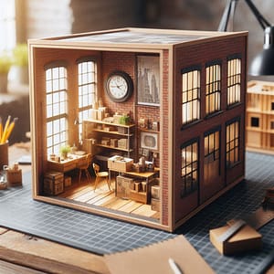 diy miniature room box with brick walls Miniature New York apartment industrial style living room with brick interior walls