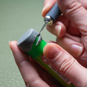 cutting off excess dough of miniature cake pan Clay, molded around a tube, being trimmed with a craft knife